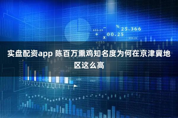 实盘配资app 陈百万熏鸡知名度为何在京津冀地区这么高